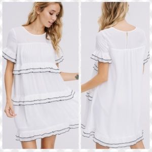 SHORT SLEEVE RUFFLED DETAIL DRESS pack of 3